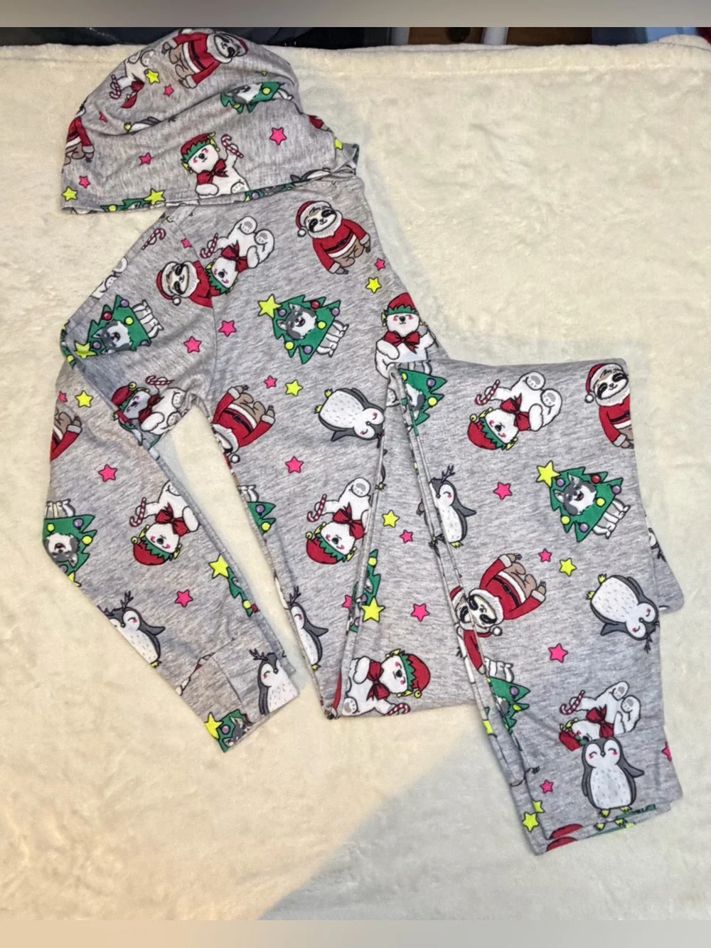 Justice Grey Holiday Hooded One-Piece with Red M Patch
